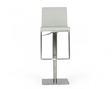 Load image into Gallery viewer, 32" Faux Leather And Stainless Steel Swivel Low Back Bar Height Bar Chair - Light Gray And Silver