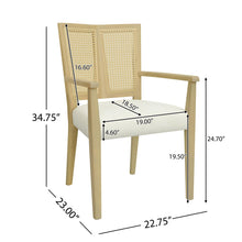 Load image into Gallery viewer, Mid Century Modern Arm Dining Chairs With Rattan Backrest