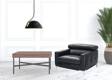 Load image into Gallery viewer, 39" Genuine Leather And Silver Solid Color Lounge Chair - Black