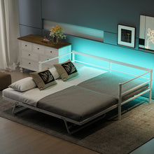Load image into Gallery viewer, Industrial Metal Daybed With Adjustable Pop Up Trundle And LED Strip