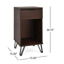 Load image into Gallery viewer, Modern Industrial Tall End Table With Drawer And Shelf - Walnut