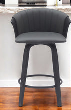 Load image into Gallery viewer, 26" Faux Leather Swivel Counter Height Bar Chair - Gray And Black