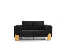 Load image into Gallery viewer, Stylish Velvet Accent Loveseat - Black / Gold