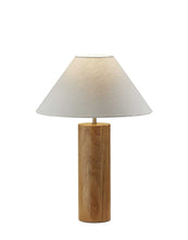 Load image into Gallery viewer, Solid Wood Cylinder Table Lamp With White Cone Shade - Natural