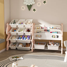 Load image into Gallery viewer, Kids Toy Storage Organizer With 2 Tier Bookshelf, Toy Storage With 12 Bins