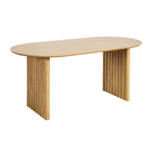 Load image into Gallery viewer, 79" Solid Wood Mirrored Double Pedestal Base Oval Dining Table Top - Natural