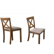 Load image into Gallery viewer, Dining Chair With Open X Back (Set of 2) - Brown / Beige