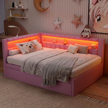 Load image into Gallery viewer, Upholstered Platform Bed With USB Ports And LED Belt