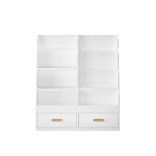 Load image into Gallery viewer, Bookshelf With 2 Storage Drawers, Front Facing Bookcase And Toy Organizer, Multi Tier Reading Shelf - White