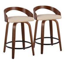 Load image into Gallery viewer, Grotto - Mid-Century Modern Fixed Height Counter Stool & Swivel With Round Footrest (Set of 2)