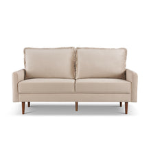 Load image into Gallery viewer, Velvet Sofa With Dark Brown Legs - Beige