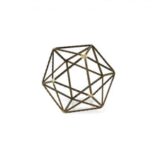 Load image into Gallery viewer, Hand Painted Geometric Orb Tabletop Sculpture (399629) - Brown / Gold