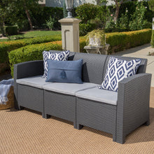 Load image into Gallery viewer, Outdoor 3 Seater Rattan Sofa With Water Resistant Cushions