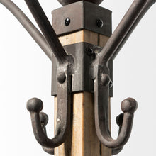 Load image into Gallery viewer, Solid Wood Steel Twelve Hook Freestanding Coat Rack - Black / Brown