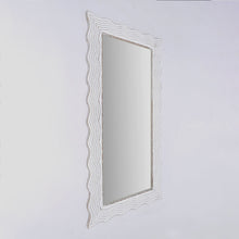 Load image into Gallery viewer, Handcarved Wave Design Rectangle Mirror Accent Enhancing Space - Antique White