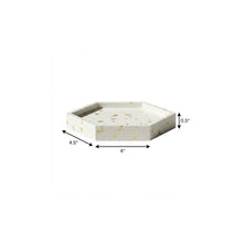 Load image into Gallery viewer, Resin Handmade Hexagon Trinket Tray - White / Gold