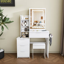 Load image into Gallery viewer, Modern Vanity Desk With 3 LED Lighting Modes, 4 Drawers
