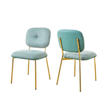 Load image into Gallery viewer, Modern Dining Chairs (Set of 2) Upholstered Accent Chairs With Metal Legs Space Saving Contemporary Seating - Green