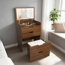 Load image into Gallery viewer, Vanity Desk With Lighted Mirror & Stool