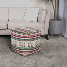 Load image into Gallery viewer, Inca - Handcrafted Peruvian Print Square Pouf Ottoman - Multicolor