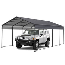Load image into Gallery viewer, Metal Carport 12 X 20 Ft Heavy Duty With Galvanized Steel Roof Metal Garage Canopy With Galvanized Steel Roof & Frame Car Tent Outdoor Storage Shed For Car Boats And Truck - Alabaster / Dark Gray