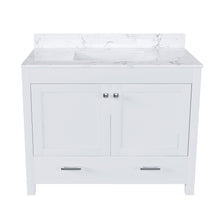Load image into Gallery viewer, 43" Bathroom Vanity With Artificial Marble Carrara Top Set, Multi Functional Cabinet With Doors And Drawer - White