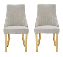 Load image into Gallery viewer, Tufted Stainless Steel Dining Side Chairs (Set of 2) - Beige / Gold