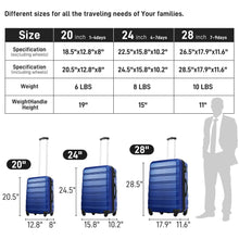 Load image into Gallery viewer, 3 Piece Luggage Set Hardside Spinner Suitcase With Tsa Lock 20" 24" 28" Available