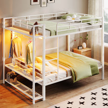 Load image into Gallery viewer, Bunk Bed With Storage Shelves, Clothes Hooks, LED Light