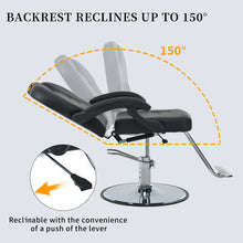 Load image into Gallery viewer, Classic Reclining Barber Chair Salon Chair For Hair Stylist With Heavy Duty Hydraulic Pump, 360° Rotation, Tattoo Chair Shampoo Beauty Salon Equipment, Max Load Weight 330 Lbs