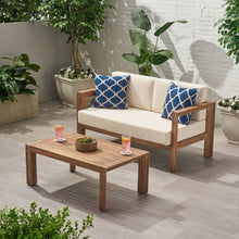 Load image into Gallery viewer, 2 Piece Patio Set With Open-Back Loveseat And Coffee Table - Beige / Brown
