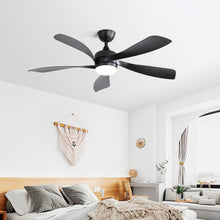 Load image into Gallery viewer, Ceiling Fan With 3 Color Dimmable 5 Blades Remote Control Reversible DC Motor And LED Light - Black