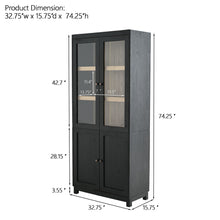 Load image into Gallery viewer, Style Tall Display Cabinet With Glass Doors For Collectibles - Black
