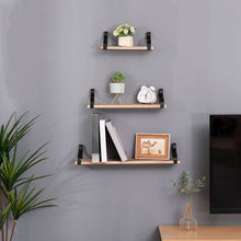 Load image into Gallery viewer, Floating Shelves, Long Wall Shelves (Set of 3), Wall Mounted Shelves & Brackets For Bedroom - Natural Wood