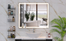 Load image into Gallery viewer, LED Bathroom Vanity Mirror Wall Mounted Adjustable / Warm / Natural Lights Anti-Fog Touch Switch With Memory Modern Smart Large Bathroom Mirrors