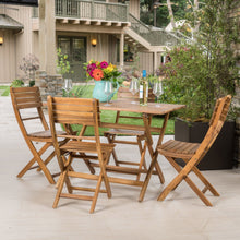 Load image into Gallery viewer, Natural 5 Piece Wood Outdoor Patio Dining Set - Natural Stained