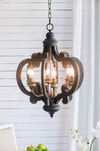 Load image into Gallery viewer, Farmhouse Chandelier, 6 Light Wood Chandelier Pendant Light Fixture With Adjustable Chain For Dining Room Living Room Entryway, Bulb Not Included