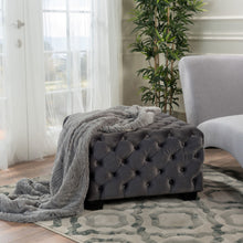 Load image into Gallery viewer, Modern Glam Ottoman With Velvet Upholstery And Button Tufted Design