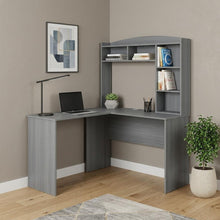 Load image into Gallery viewer, L Shape Computer Desk With Hutch - Gray