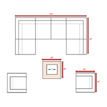 Load image into Gallery viewer, Premium 6 Person Wicker Patio Seating Group With Deep Cushions And Concrete Fire Pit - Gray Mix