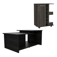 Load image into Gallery viewer, Set of Two Espresso and Black Wood Floor Shelf Furniture Set
