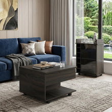 Load image into Gallery viewer, Set of Two Espresso and Black Wood Wheel Furniture Set