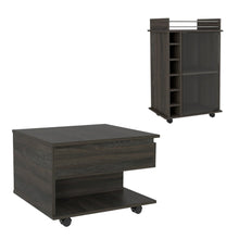 Load image into Gallery viewer, Set of Two Espresso and Black Wood Wheel Furniture Set