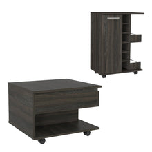 Load image into Gallery viewer, Set of Two Espresso and Black Wood Wheel Furniture Set