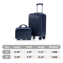 Load image into Gallery viewer, Luggage Set With Cosmetic Case, Combination Lock, Front Opening Design
