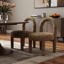 Load image into Gallery viewer, Fabric Solid Wood Open Back Dining Side Chairs (Set of 2) - Brown