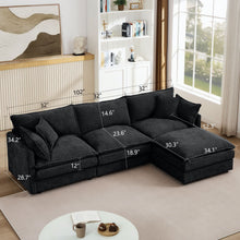 Load image into Gallery viewer, Modular L-Shaped Sectional Sofa With Movable Ottoman