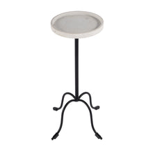 Load image into Gallery viewer, 25" Marble And Iron Round Pedestal End Table - White And Black