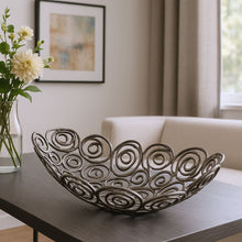 Load image into Gallery viewer, Abstract Circles Oval Decorative Bowl (628126) - Silver