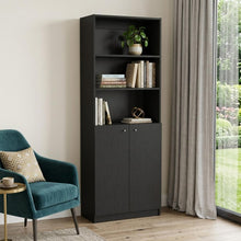 Load image into Gallery viewer, Five Tier Bookcase With Two doors (546347) - Black